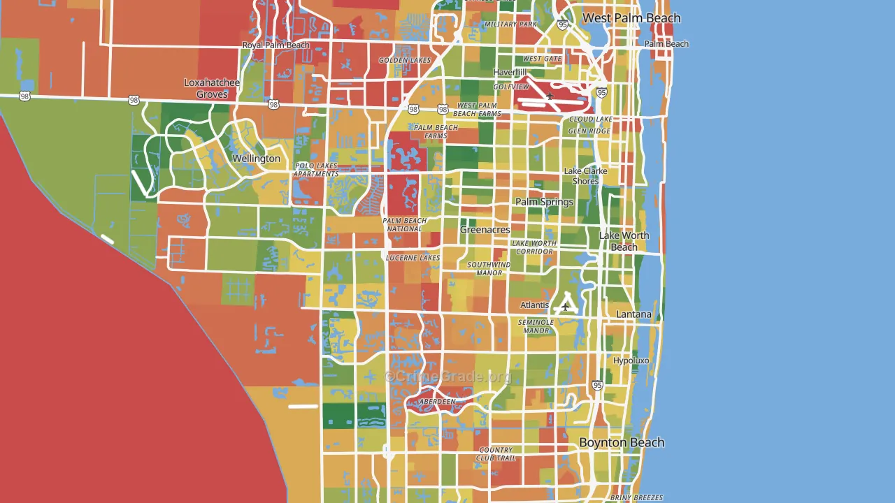 Palm Beach County, FL Map of Drug-Related Crime Rates