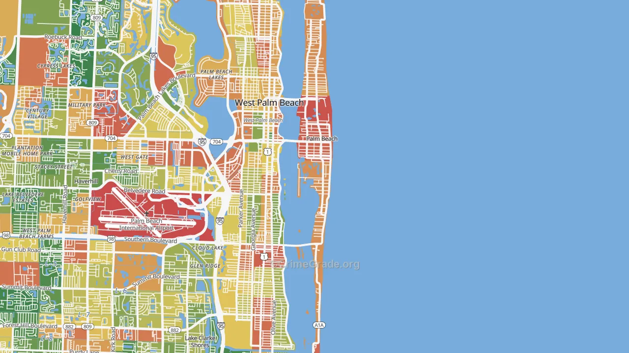 Palm Beach, FL Map of Drug-Related Crime Rates