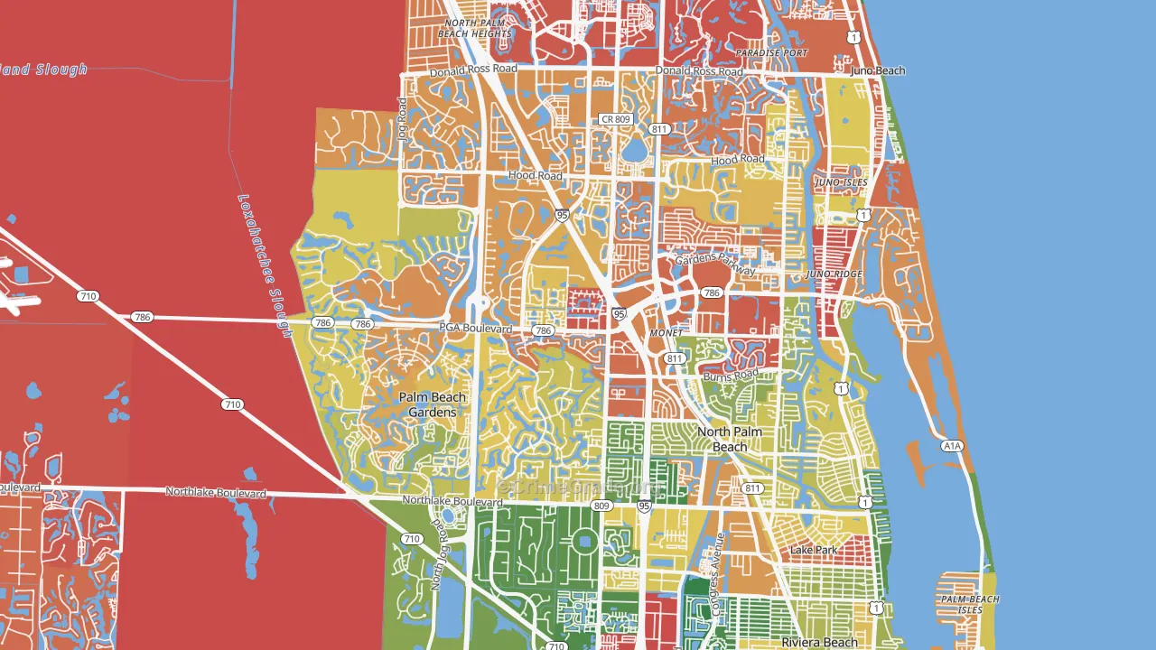 Palm Beach Gardens, FL Map of Drug-Related Crime Rates