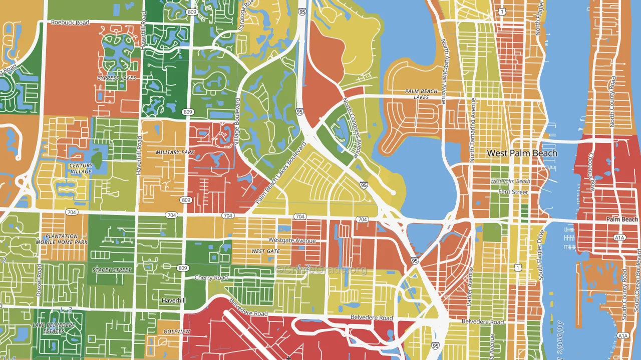 Palm Beach Lakes, West Palm Beach, FL Map of Drug-Related Crime Rates