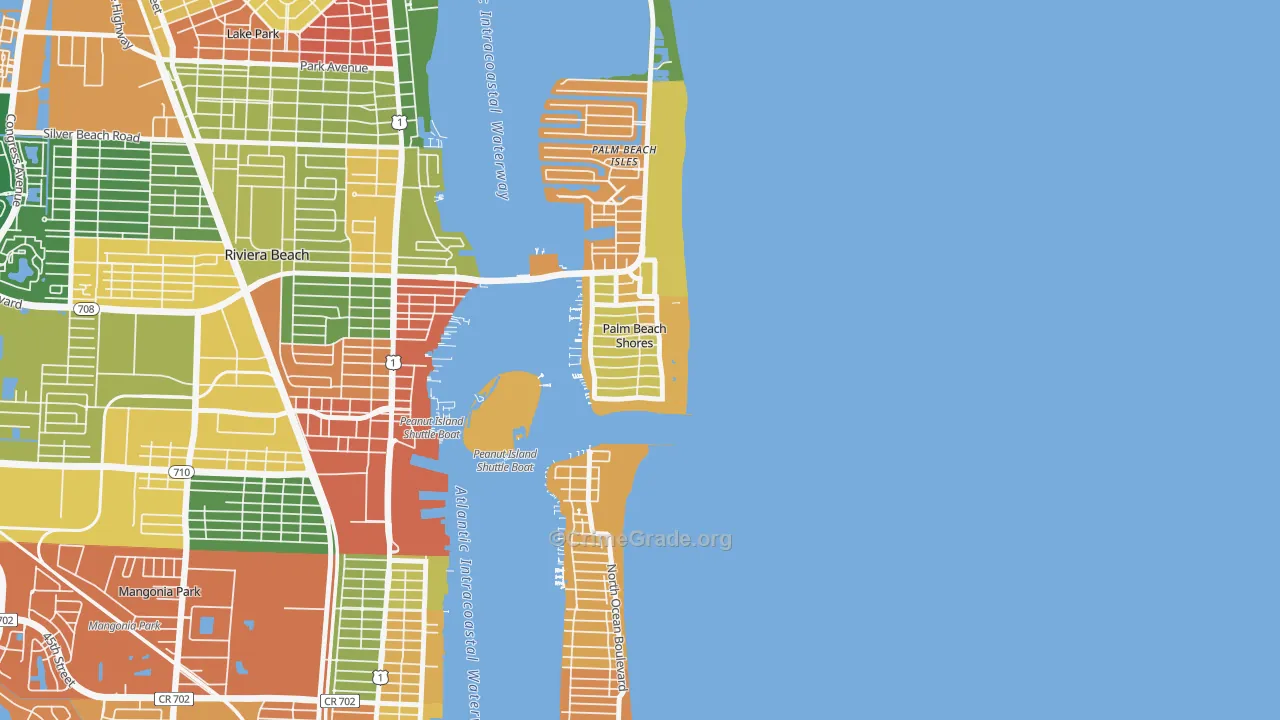 Palm Beach Shores, FL Map of Drug-Related Crime Rates