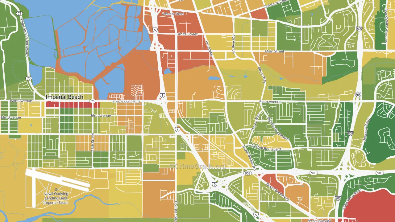 Palm City, San Diego, CA Map of Drug-Related Crime Rates