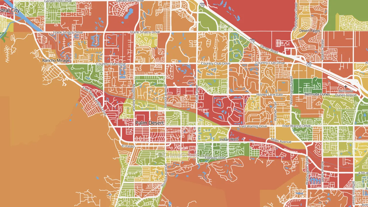 Palm Desert, CA Map of Drug-Related Crime Rates