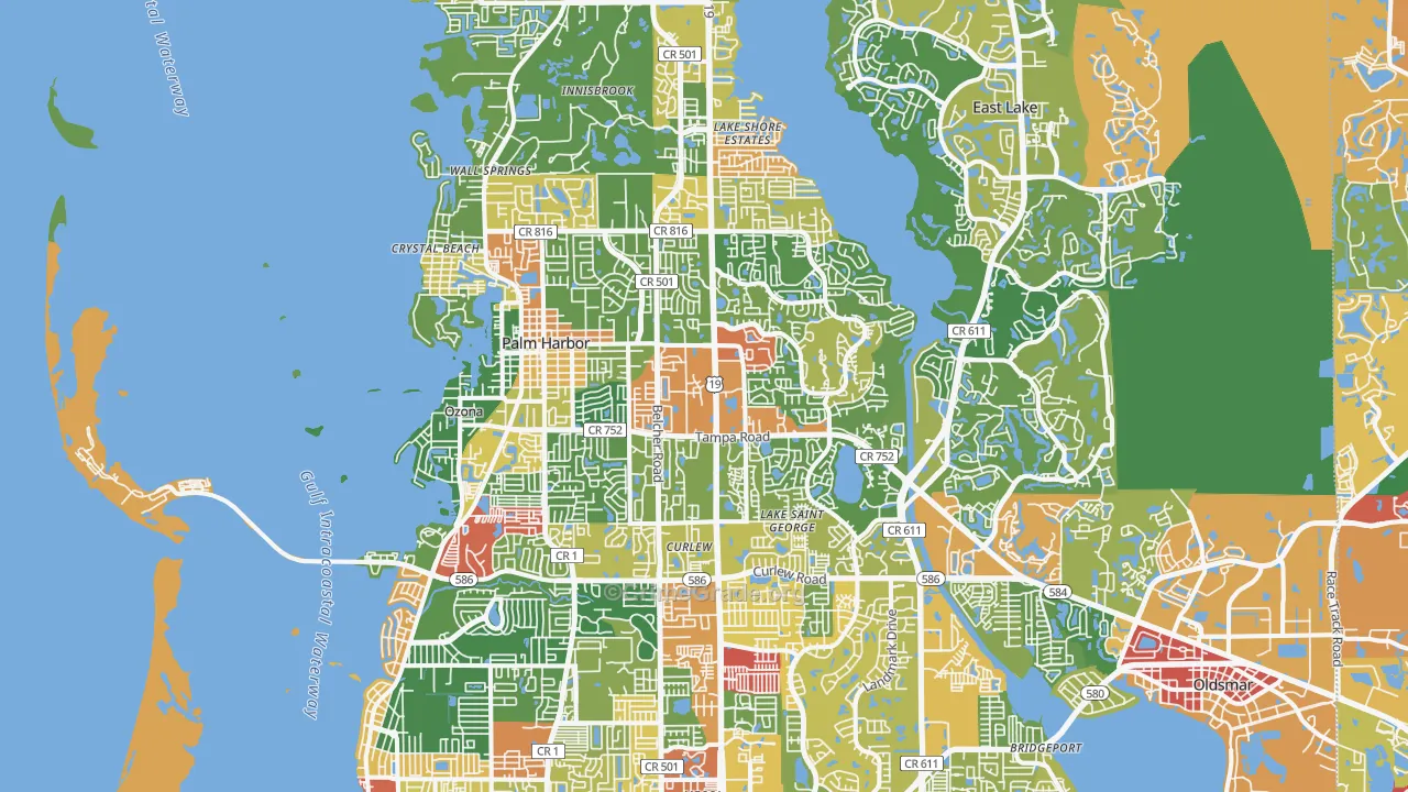 Palm Harbor, FL Map of Drug-Related Crime Rates