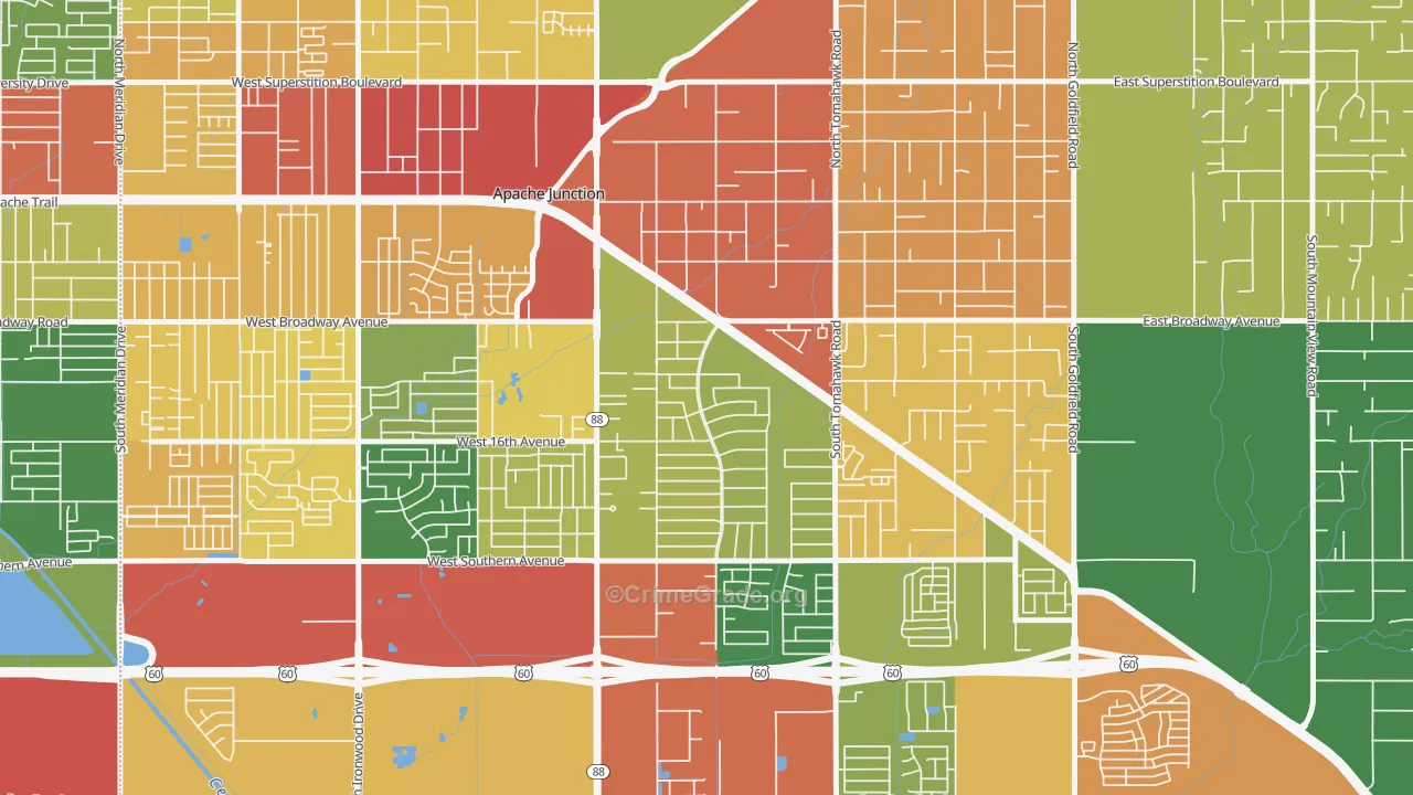 Palm Springs, Apache Junction, AZ Map of Drug-Related Crime Rates