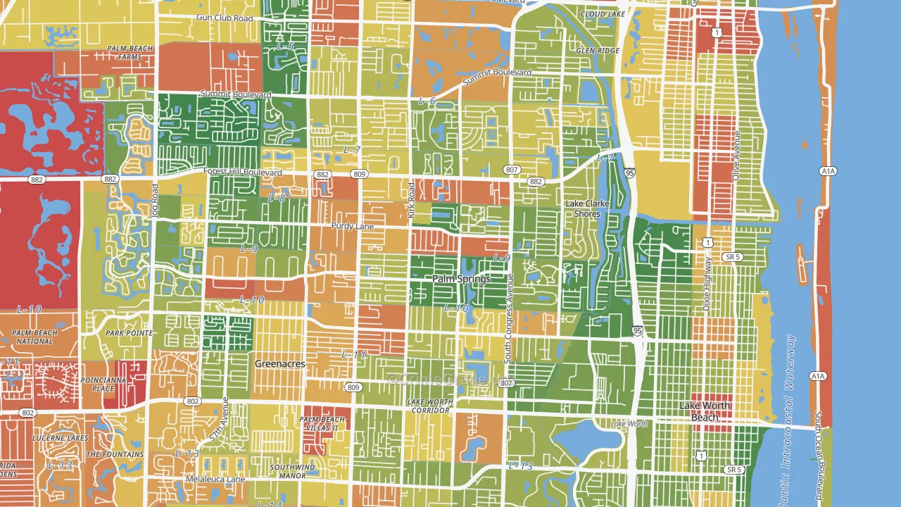 Palm Springs, FL Map of Drug-Related Crime Rates
