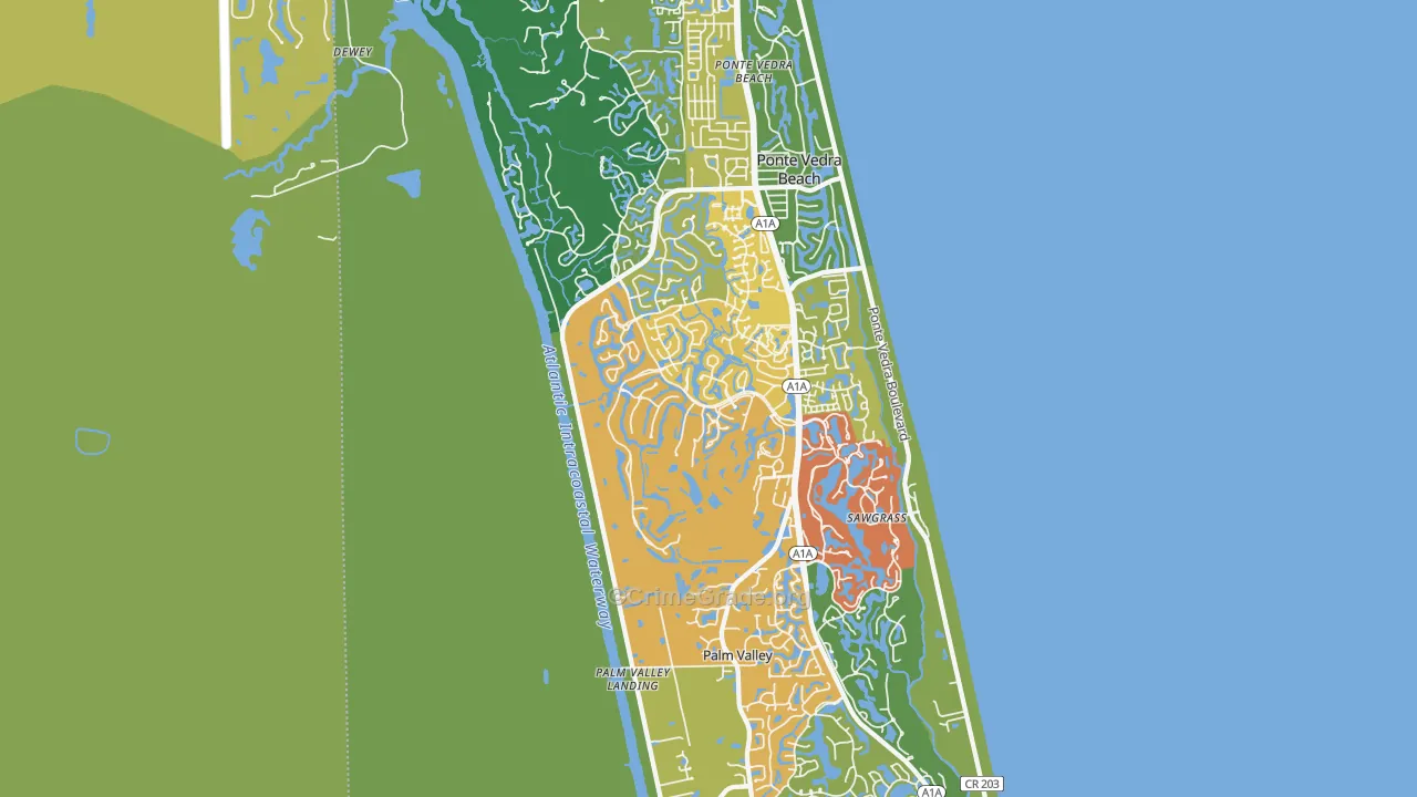 Palm Valley, FL Map of Drug-Related Crime Rates