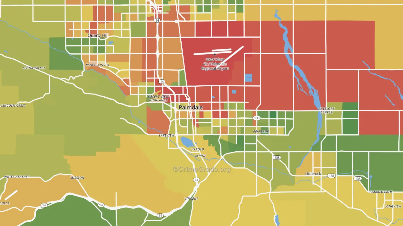 Palmdale, CA Map of Drug-Related Crime Rates