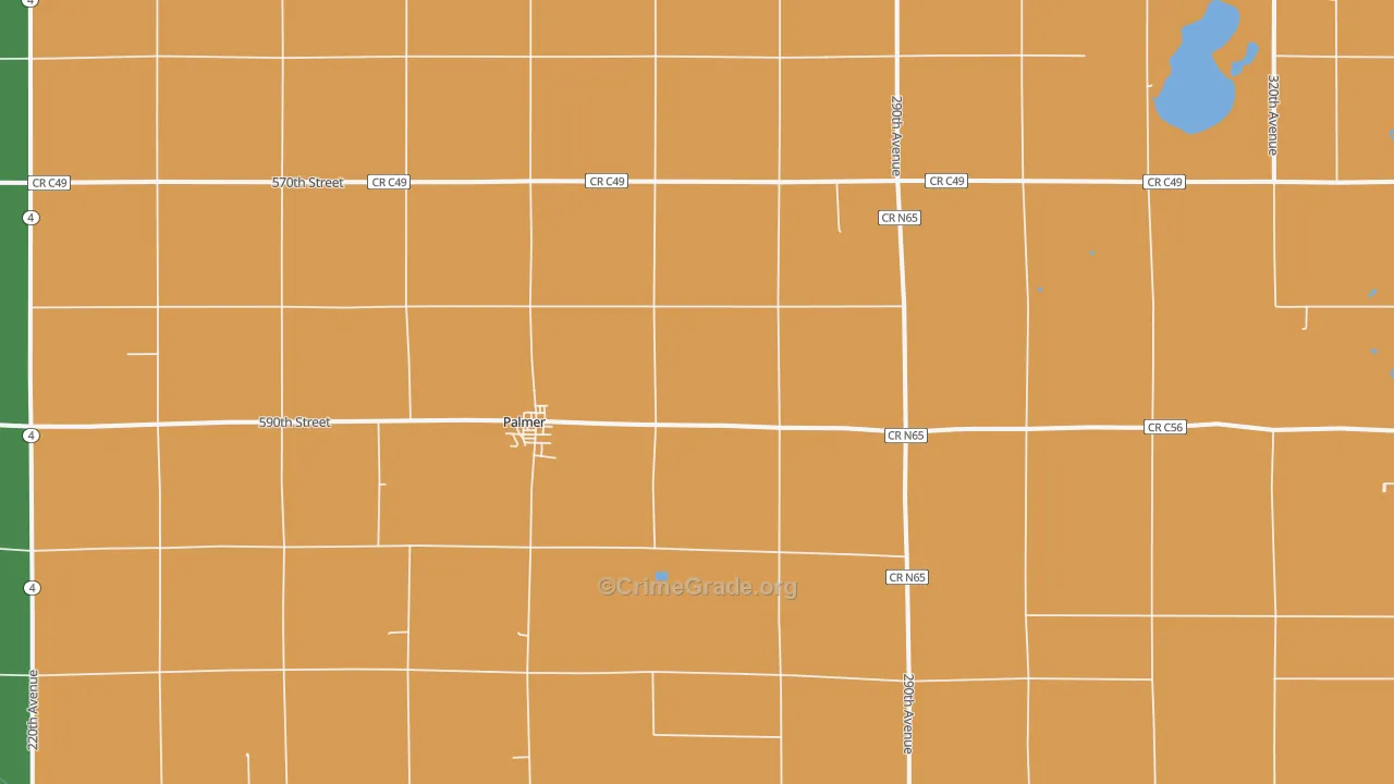 Palmer, IA Map of Drug-Related Crime Rates