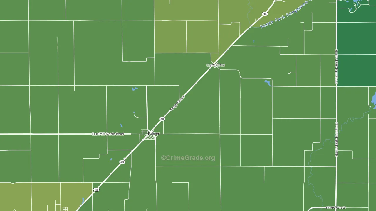 Palmer, IL Map of Drug-Related Crime Rates