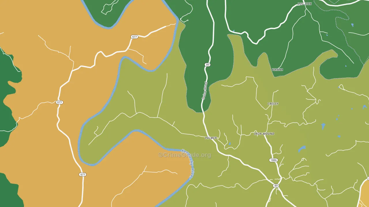 Palmer, KY Map of Drug-Related Crime Rates