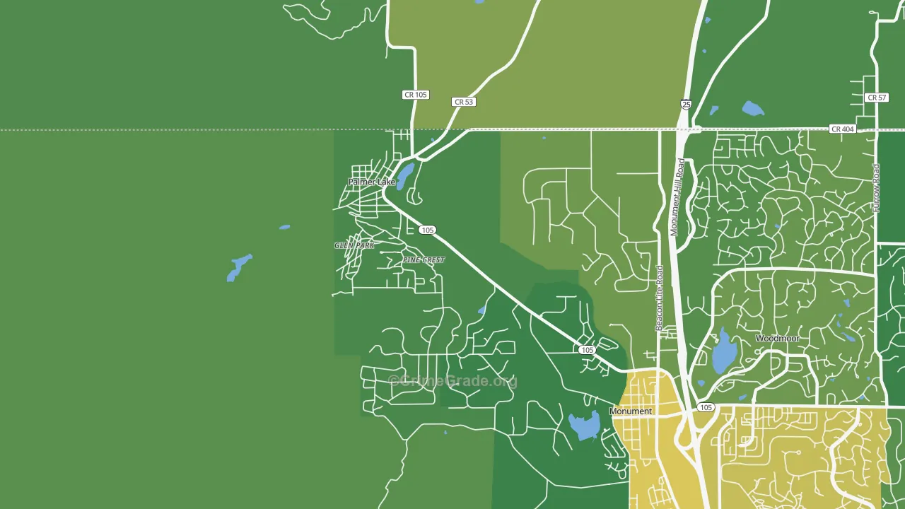Palmer Lake, CO Map of Drug-Related Crime Rates