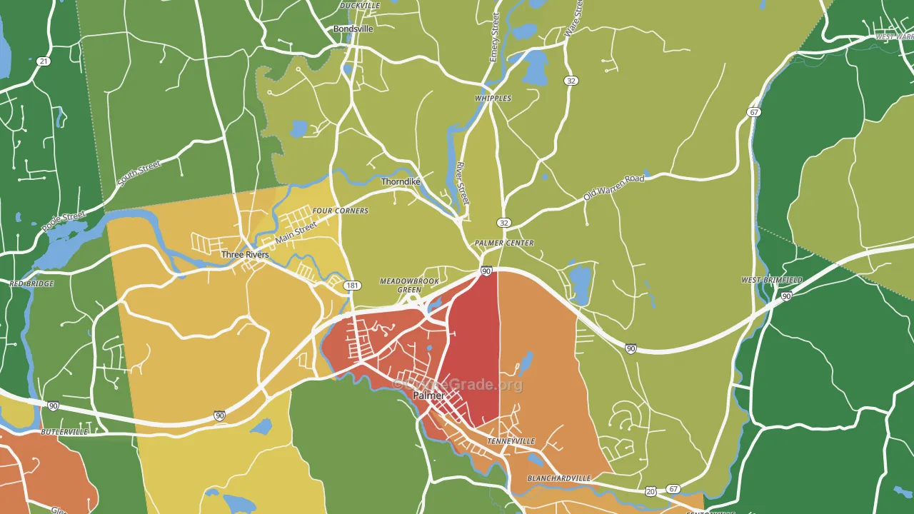 Palmer, MA Map of Drug-Related Crime Rates