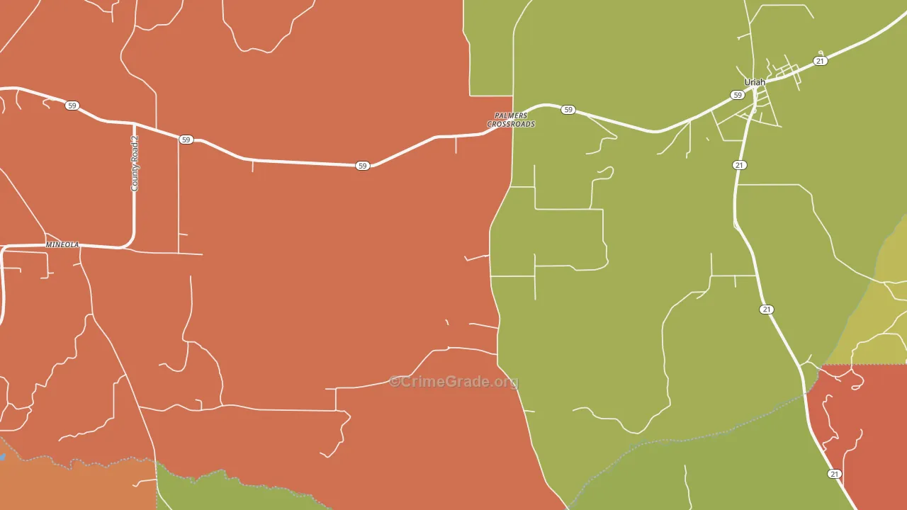 Palmers Crossroads, AL Map of Drug-Related Crime Rates