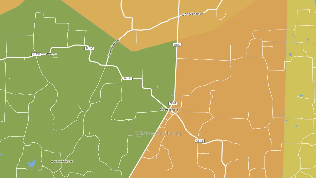 Palmersville, TN Map of Drug-Related Crime Rates