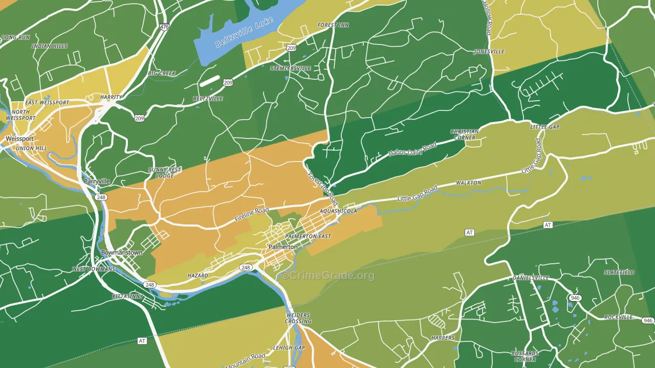 Palmerton, PA Map of Drug-Related Crime Rates