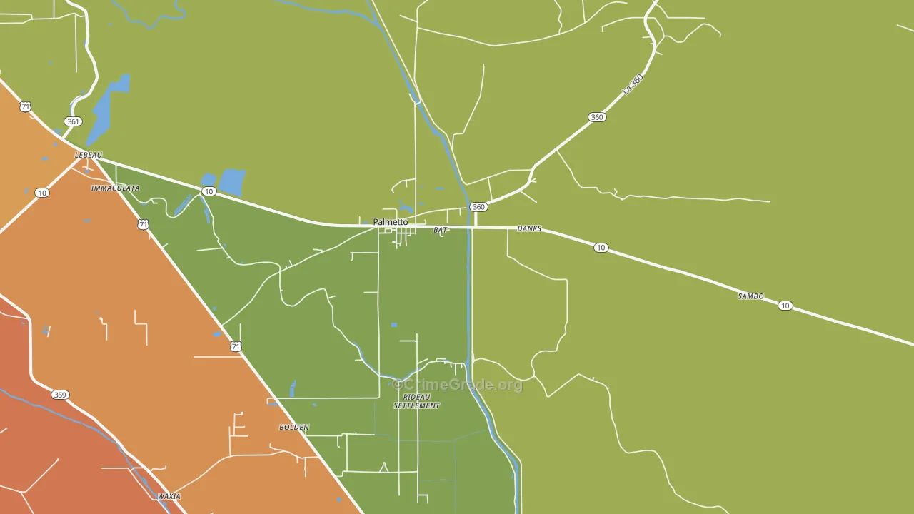 Palmetto, LA Map of Drug-Related Crime Rates
