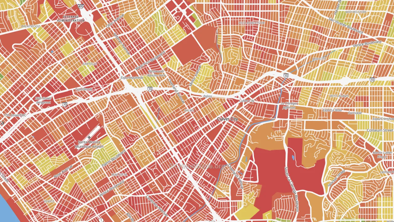 Palms, Los Angeles, CA Map of Drug-Related Crime Rates