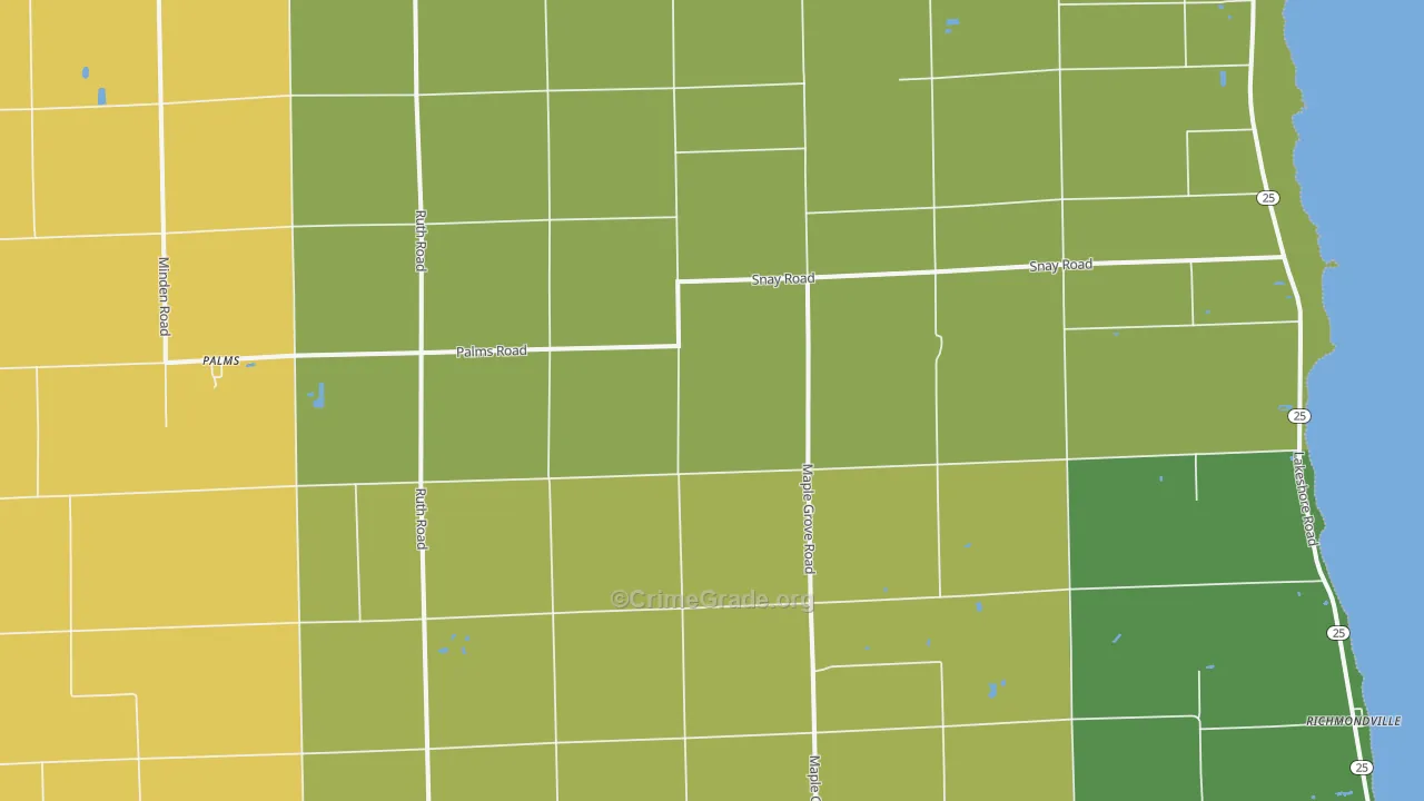 Palms, MI Map of Drug-Related Crime Rates