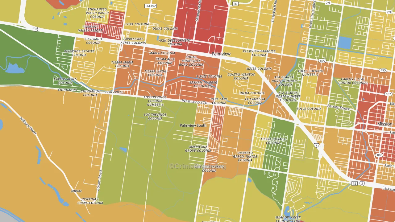 Palmview South, TX Map of Drug-Related Crime Rates