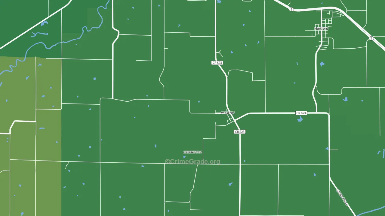 Palmyra, IA Map of Drug-Related Crime Rates
