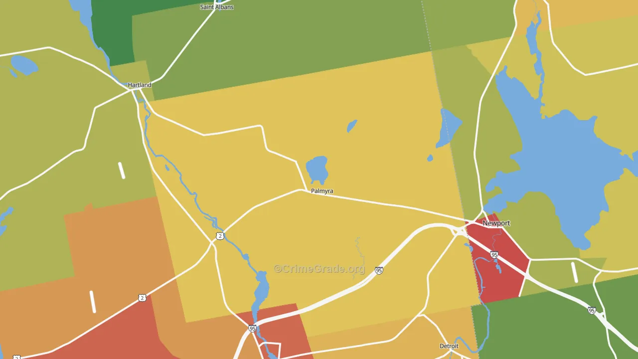 Palmyra, ME Map of Drug-Related Crime Rates