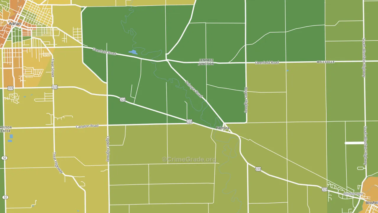 Palmyra, MI Map of Drug-Related Crime Rates