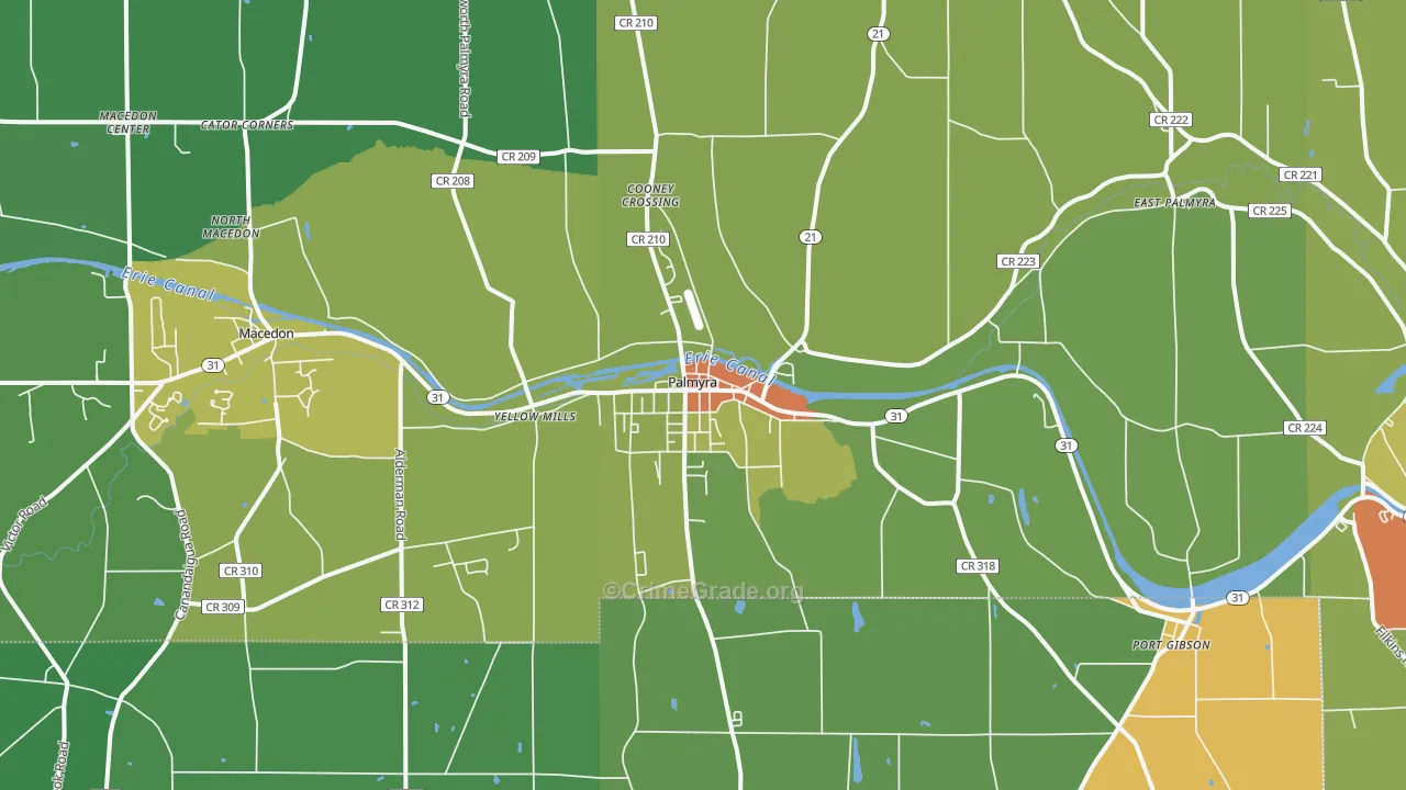 Palmyra, NY Map of Drug-Related Crime Rates