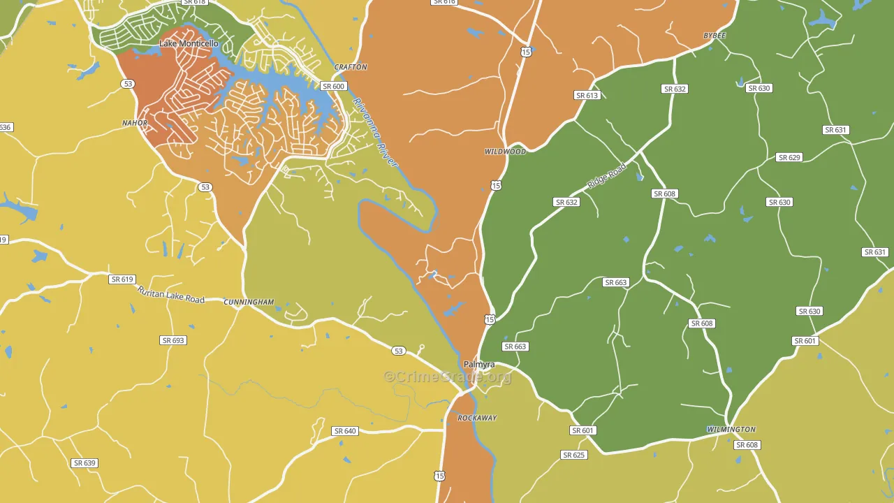 Palmyra, VA Map of Drug-Related Crime Rates