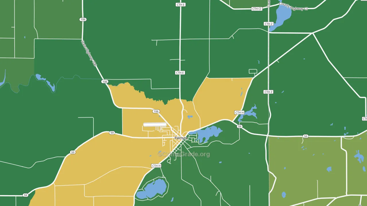 Palmyra, WI Map of Drug-Related Crime Rates