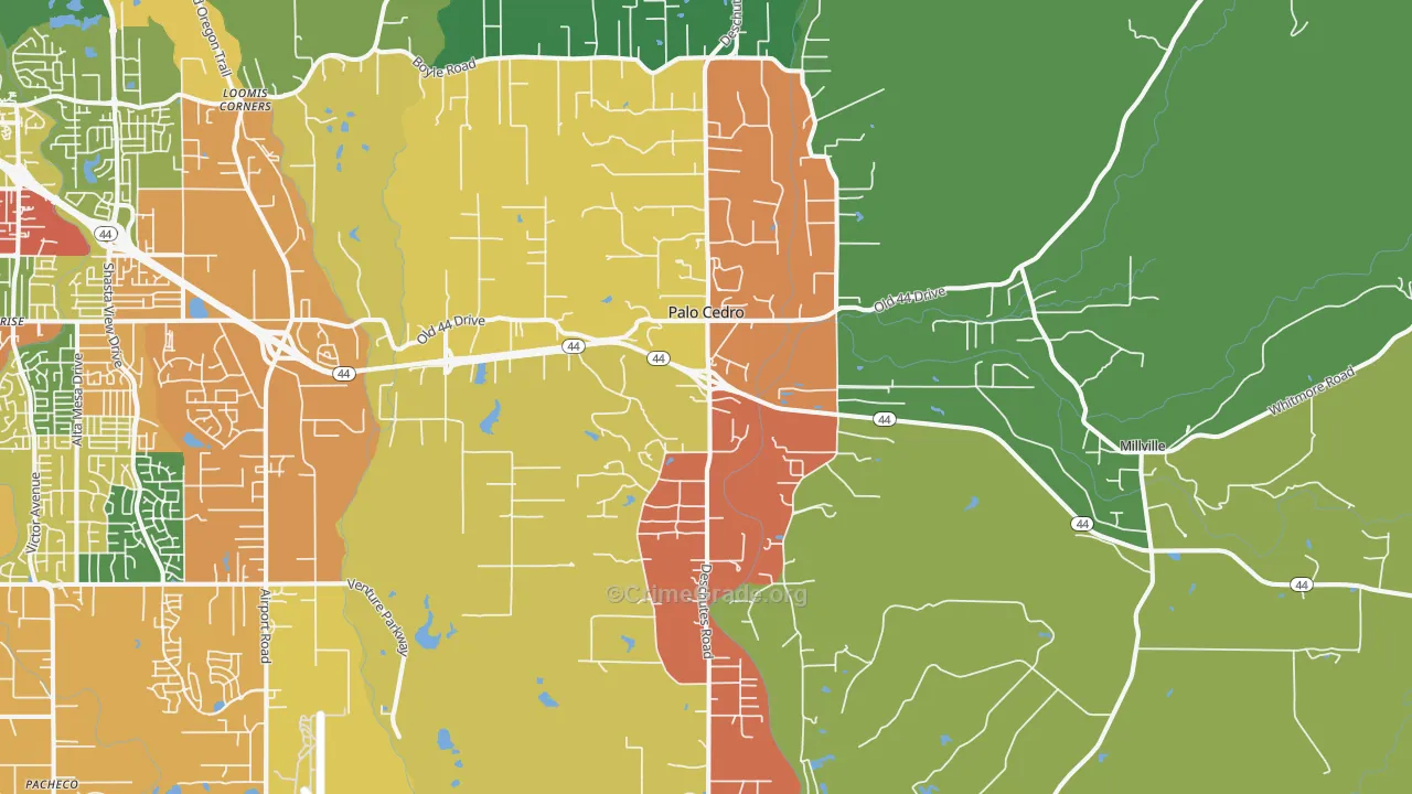 Palo Cedro, CA Map of Drug-Related Crime Rates