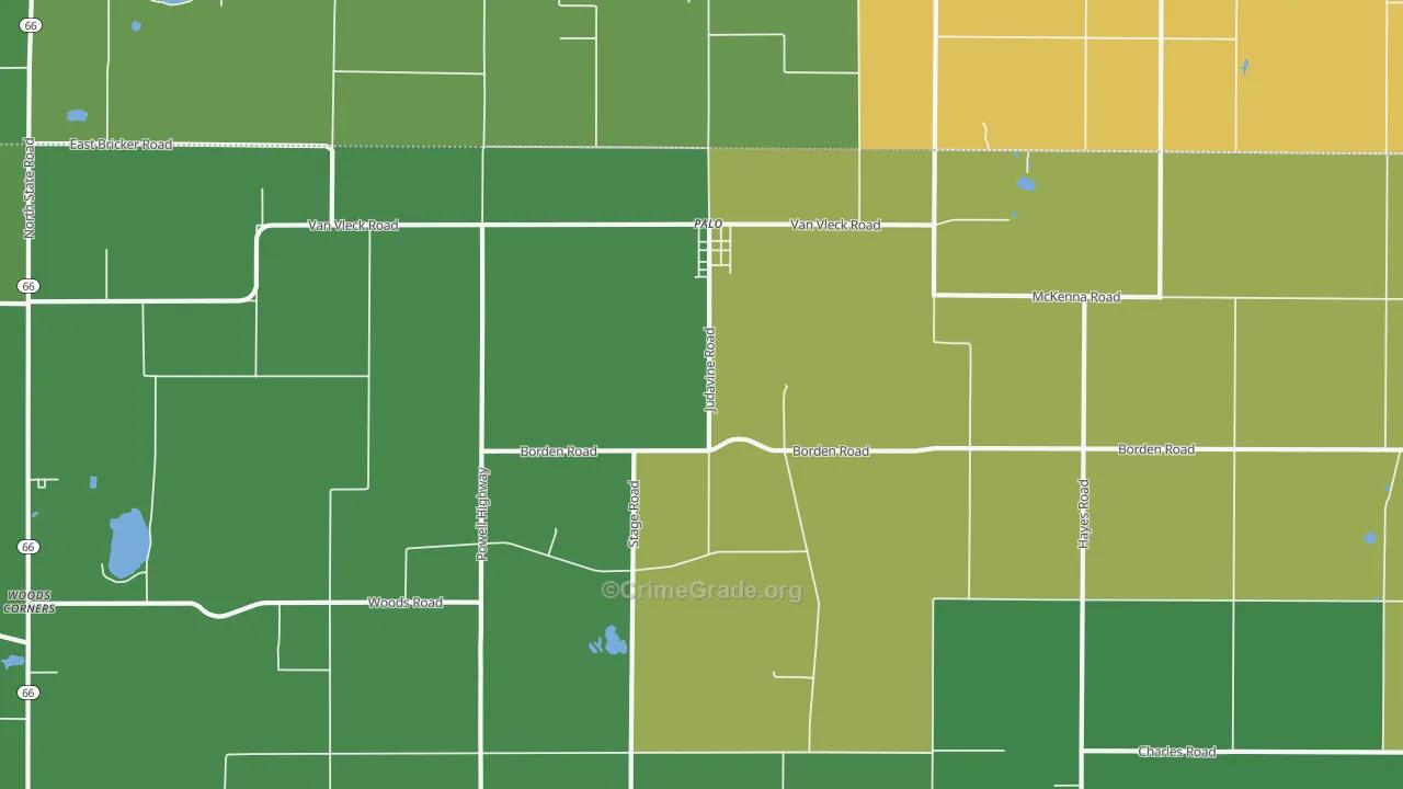 Palo, MI Map of Drug-Related Crime Rates