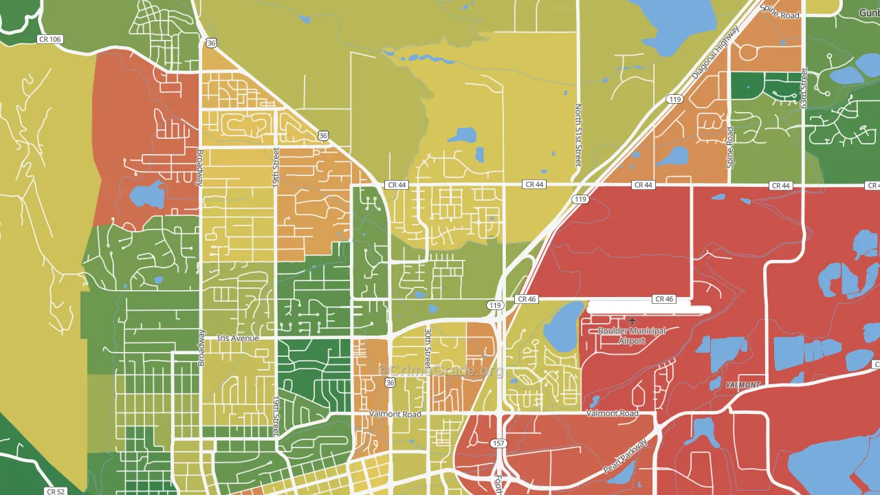 Palo Park, Boulder, CO Map of Drug-Related Crime Rates