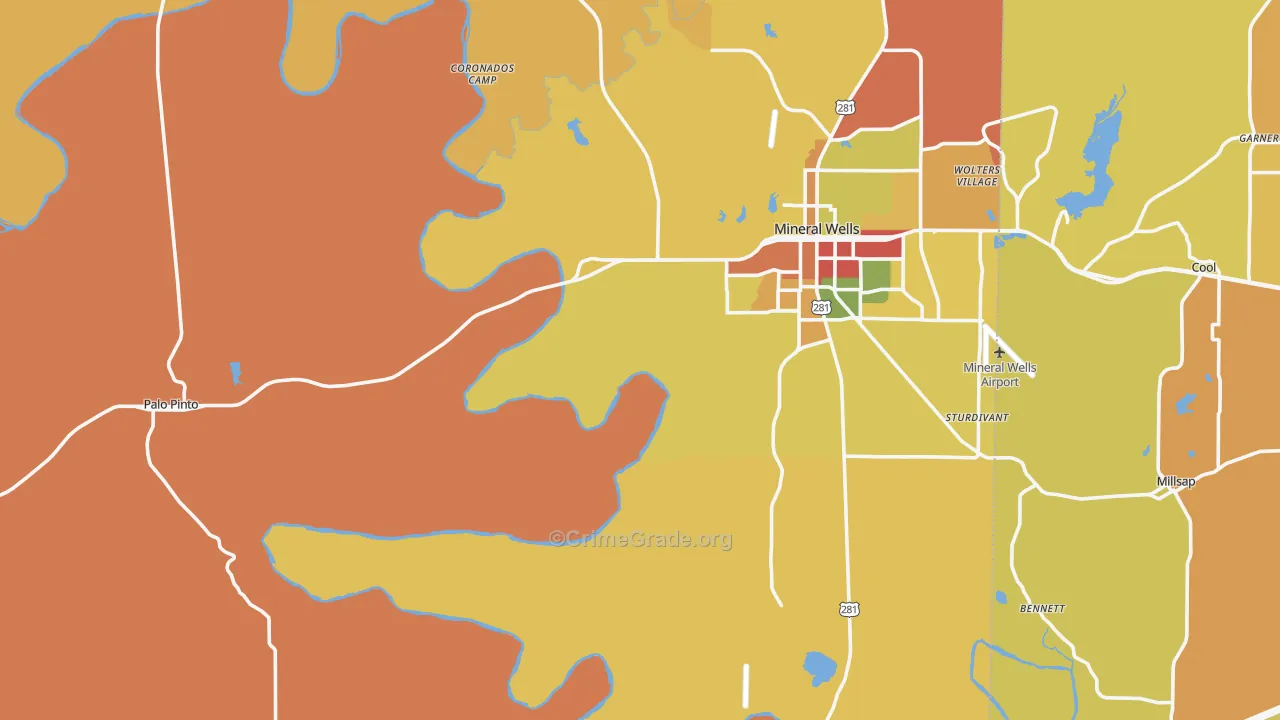Palo Pinto County, TX Map of Drug-Related Crime Rates