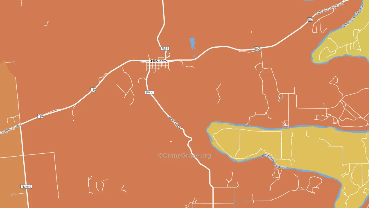 Palo Pinto, TX Map of Drug-Related Crime Rates