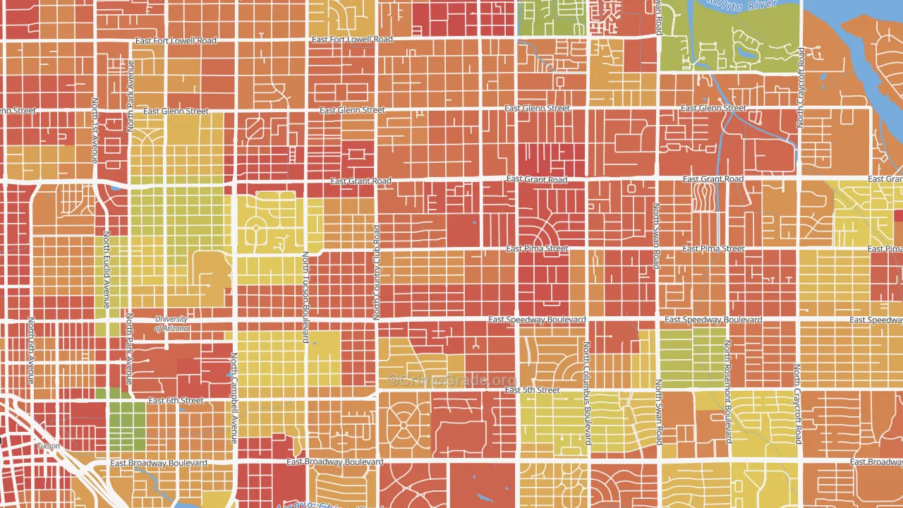 Palo Verde, Tucson, AZ Map of Drug-Related Crime Rates