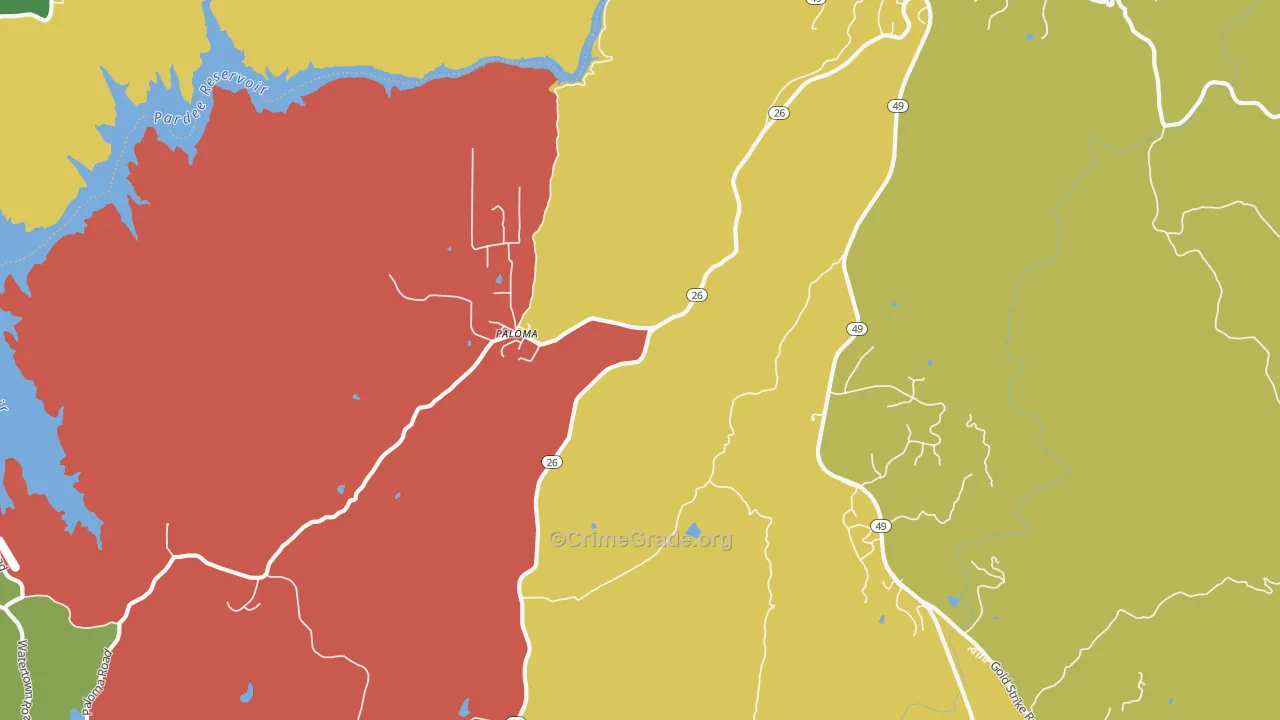 Paloma, CA Map of Drug-Related Crime Rates