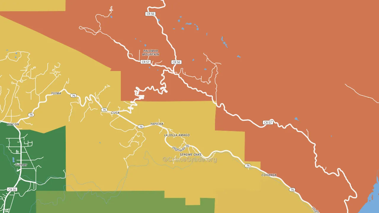 Palomar Mountain, CA Map of Drug-Related Crime Rates