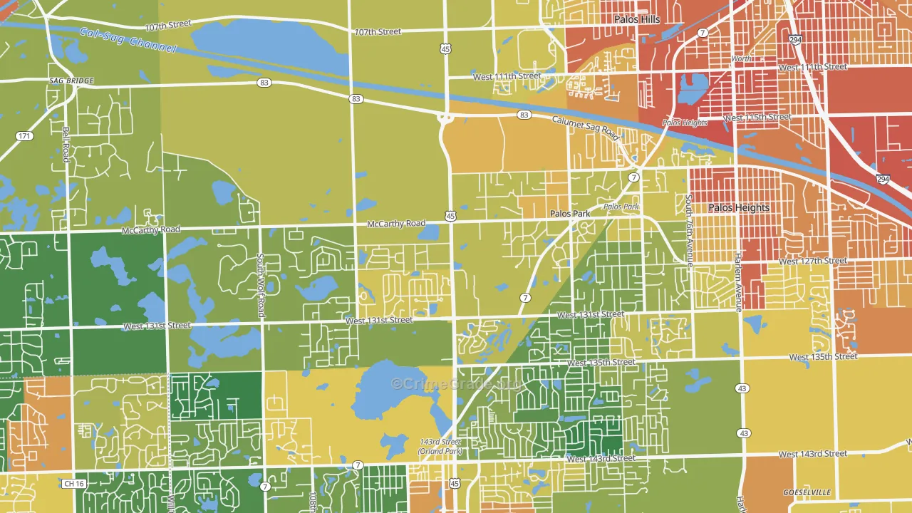 Palos Park, IL Map of Drug-Related Crime Rates