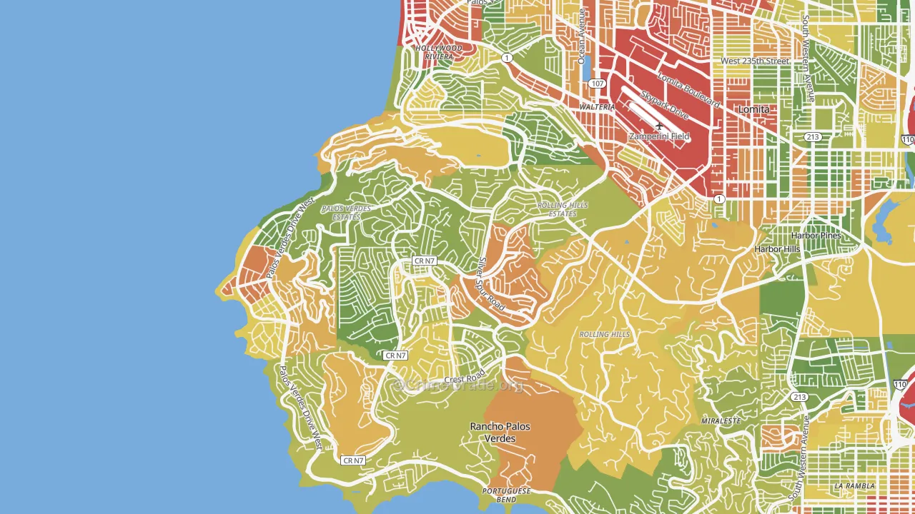 Palos Verdes Peninsula, Torrance, CA Map of Drug-Related Crime Rates