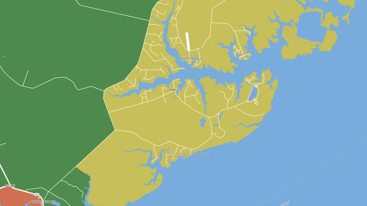 Pamlico, NC Map of Drug-Related Crime Rates