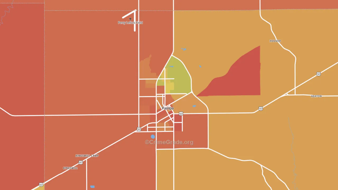 Pampa, TX Map of Drug-Related Crime Rates