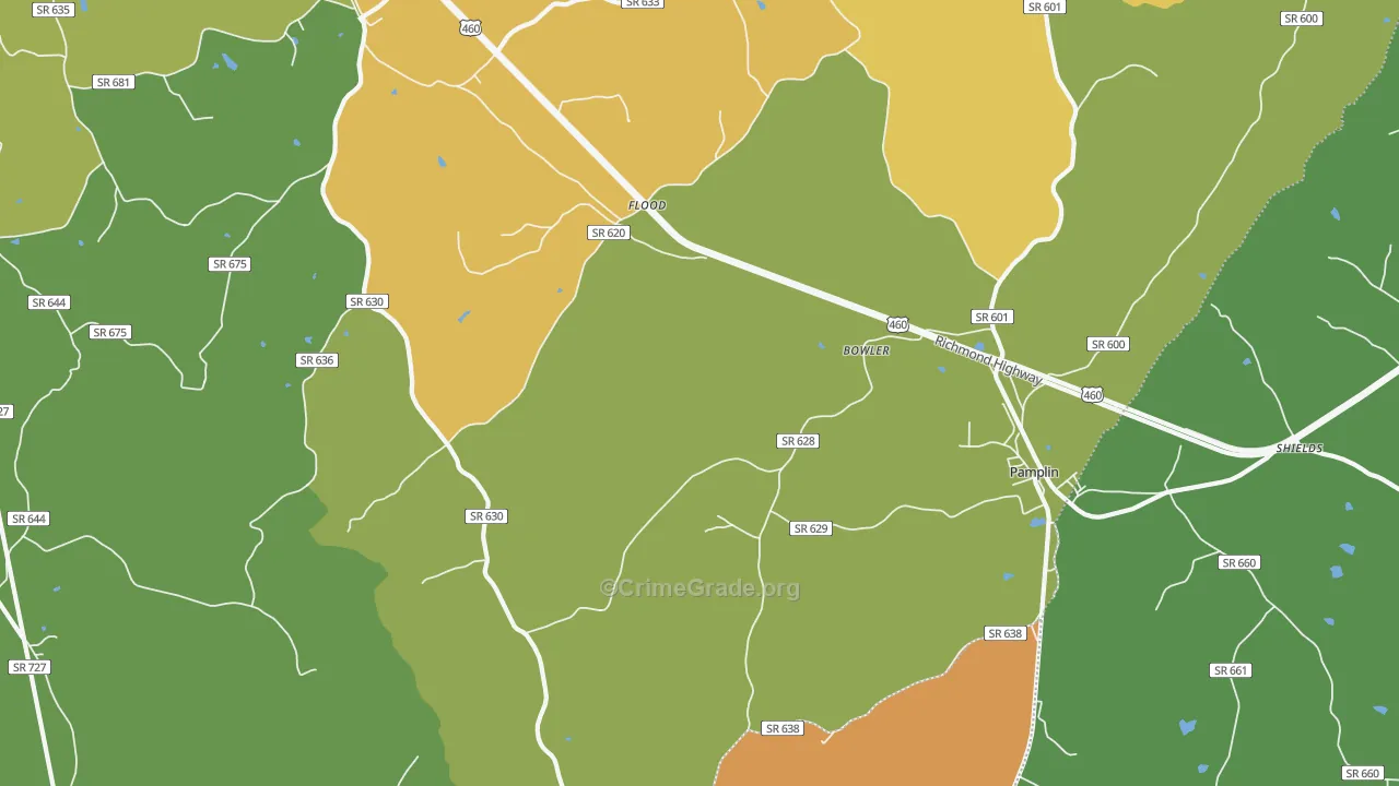 Pamplin City, VA Map of Drug-Related Crime Rates