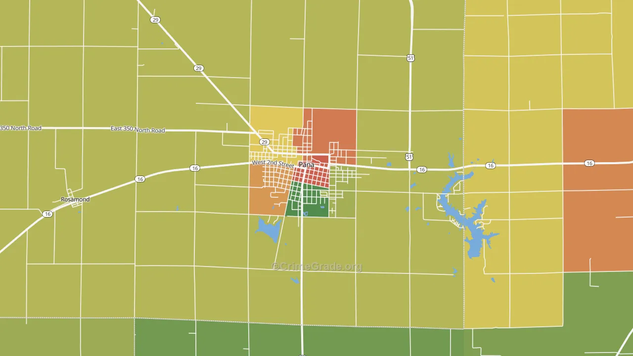 Pana, IL Map of Drug-Related Crime Rates