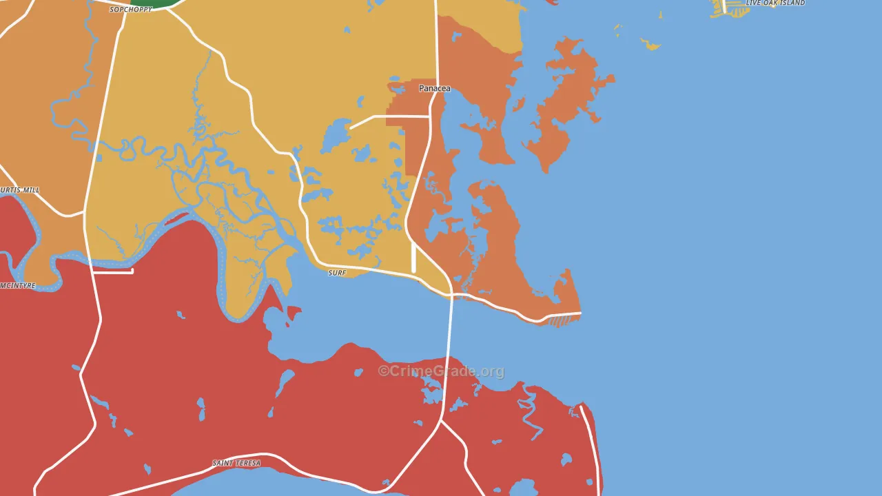 Panacea, FL Map of Drug-Related Crime Rates