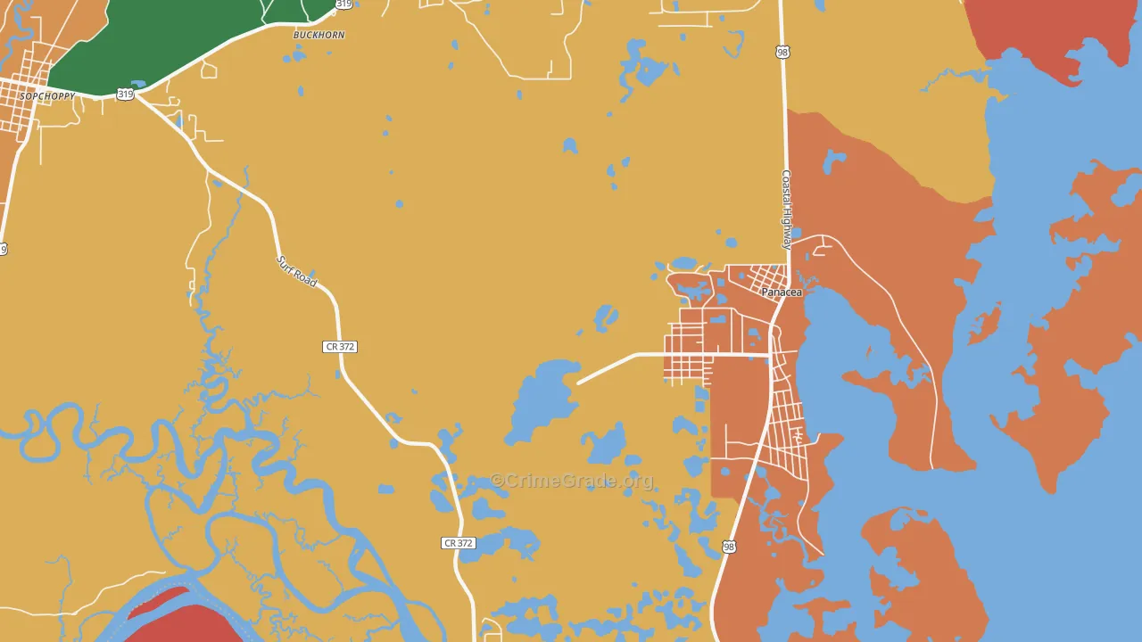 Panacea Park, FL Map of Drug-Related Crime Rates