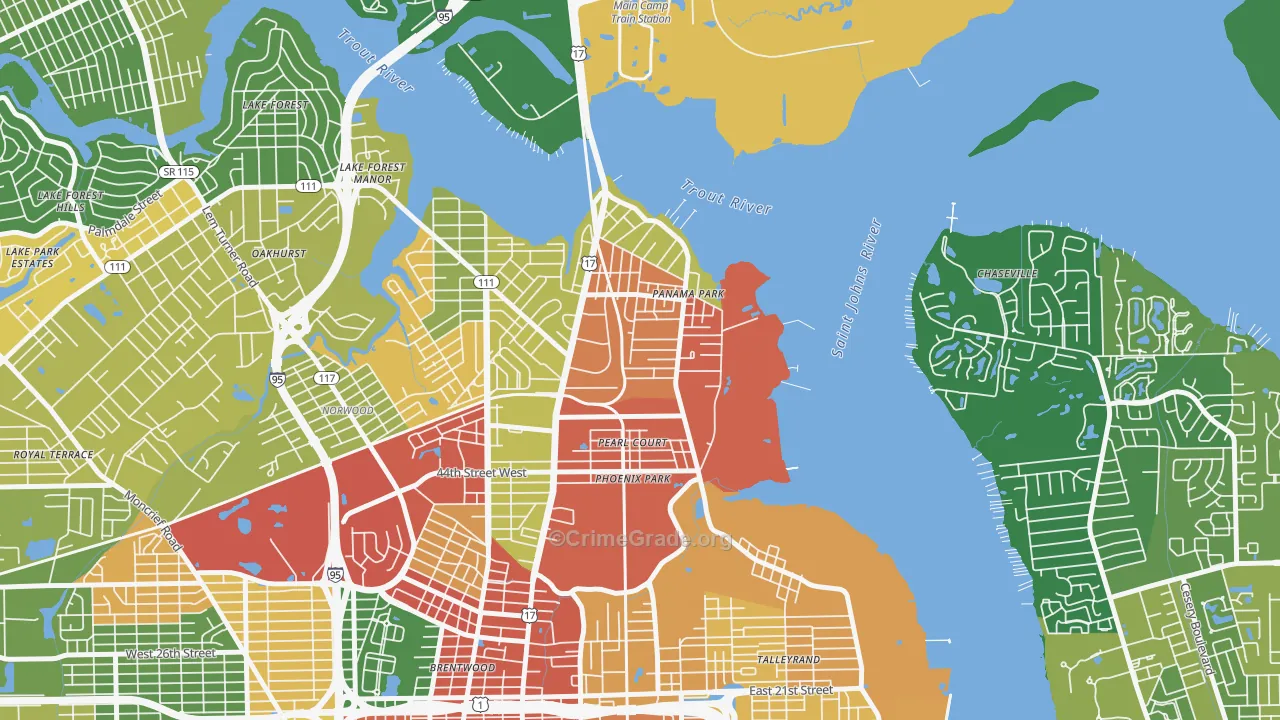Panama Park, Jacksonville, FL Map of Drug-Related Crime Rates