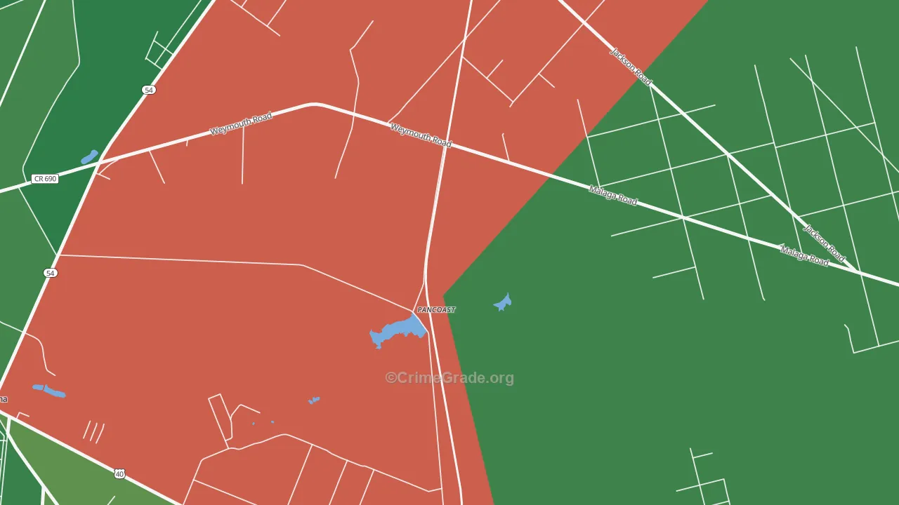Pancoast, NJ Map of Drug-Related Crime Rates