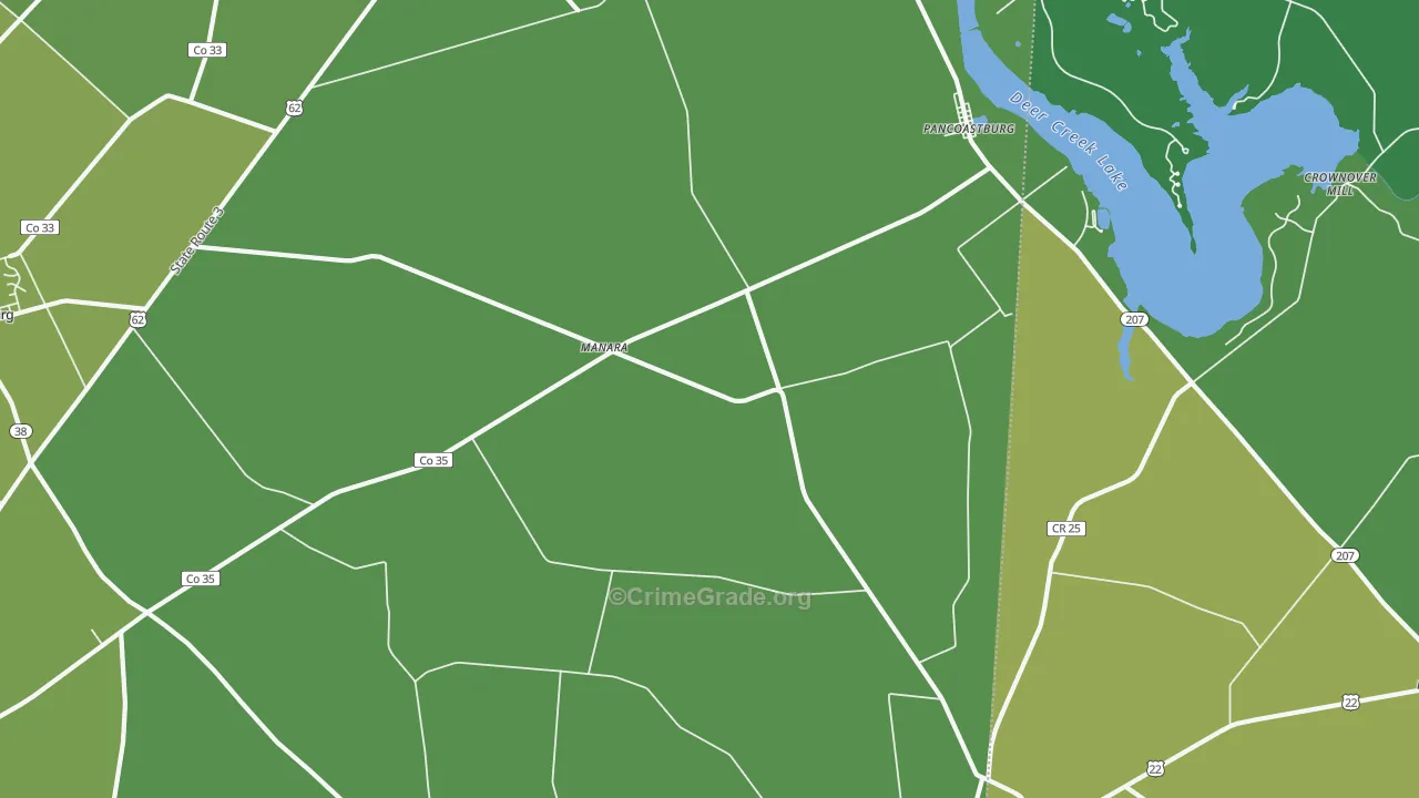 Pancoastburg, OH Map of Drug-Related Crime Rates