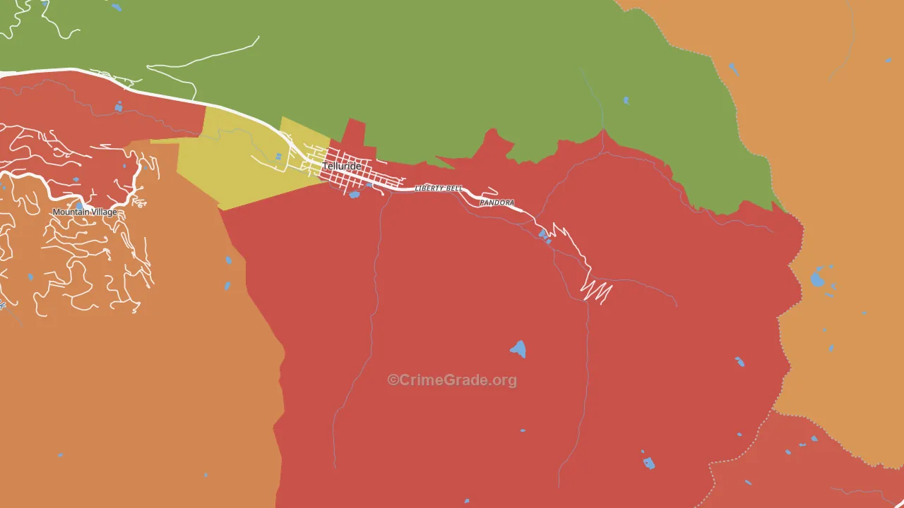 Pandora, CO Map of Drug-Related Crime Rates